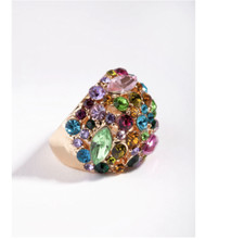 Ring colorful multi toned celestial diamante ring