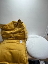 con Dolce Velvet Lounge Bean Bag Chair, Ochre Yellow, Large Adult Bean Bag with 