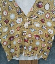 Rare women's pattern cardigan, Miss Jolie tea cups & saucer plates spotty cardig