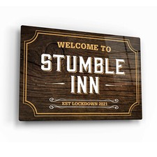 Personalised Welcome Bar Sign Printed onto Gloss Metal. Traditional Pub/Inn Sign