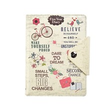 Five 5-Year Diary Organizer - Undated Daily Planner Journal Book - Stud Button