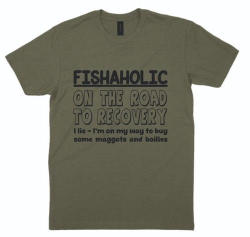Fishing shirt fishaholic on - t-shirt,