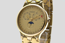 [Exc+5] TISSOT Triple Calendar K255 Gold Pointer Date Moonphase Men Quartz Watch
