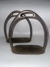 Antique? Salvaged Cast Iron Horse Riding Stirrup Irons 13.75x13x5.25cm approx