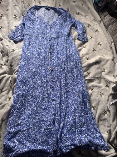 Blue white pattern long - m&s,