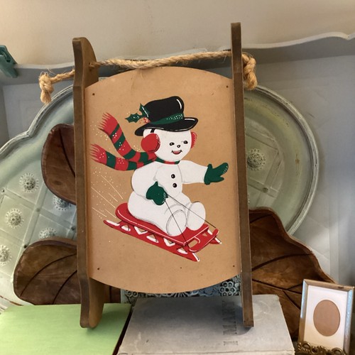Vintage sled retro snowman - vintage,