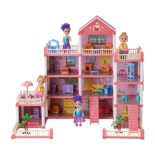 Diy doll house kit with - house,