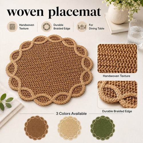 Paper rattan flower placemats - paper,