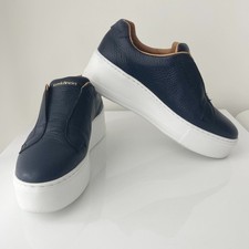RUSSELL & BROMLEY Park Up Navy Blue Platform Leather / Suede Trainers UK6/EU 39