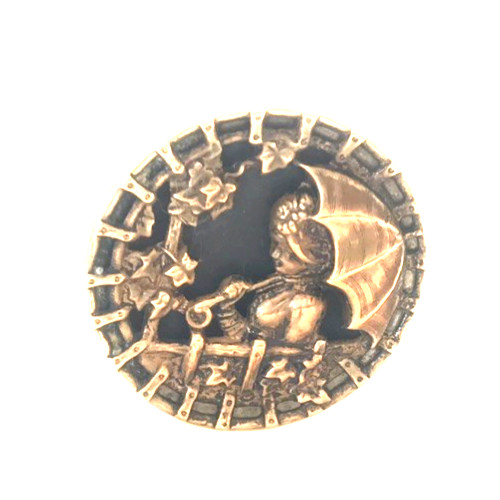 Antique metal picture hat pin - picture,