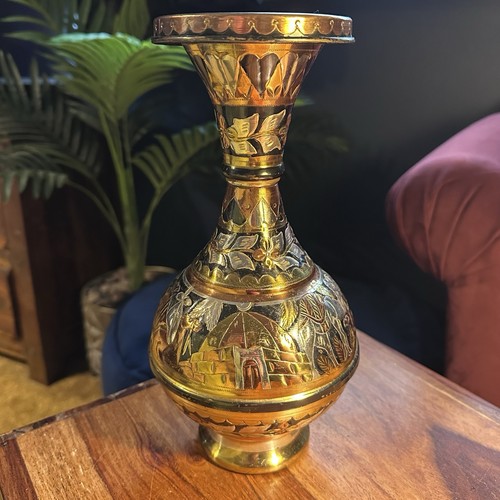 Vintage egyptian brass vase - vintage,