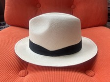 Lock Co Panama Hat New 7 ⅜ 60 Immaculate Unworn Leather Sweat Band Woven Ecuador