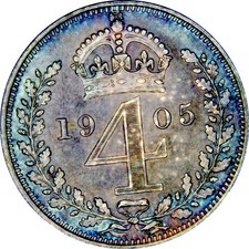 Great Britain Maundy Coin Set 1905 Edward VII 1d,2d,3,4d + original case set 2