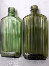 2 Superb Green POISON bottles  c1930s 40s 