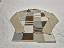 Vintage Ciro Citterio Mens Jumper Uk L  Beige Multi Colour Block Retro Original