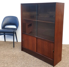 Mid Century Teak Herbert Gibbs Sliding Door Bookcase