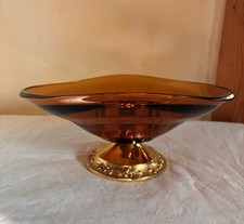 Amber Glass Centerpiece Bowl