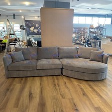 ALUXO® Rubin Charcoal Grey 4 Seater Curve Island Round Chaise Corner Boucle Sofa