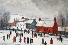 L S lowry Style Canvas Picture