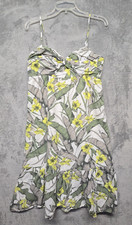 Banana Republic Dress Womens Sz 12 Gray Green Yellow Floral Linen Blend Lined