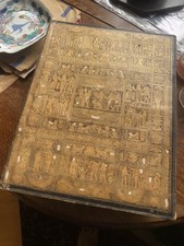 Antique Victorian Leather ink blotter desk pad Writing Pad Egyptian Hieroglyph