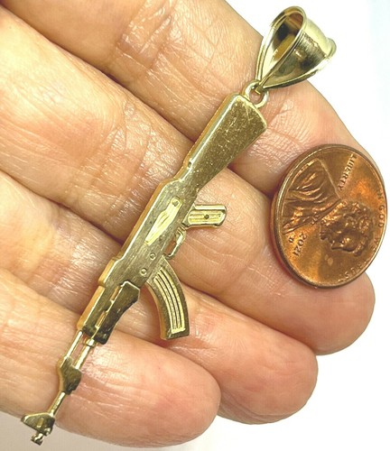 Gold gun pendant - gold, real