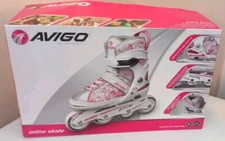 Avigo Inline Skates Junior Adjustable size 12.5 - 2.5 Pink & White. In box. 