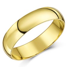 9ct Yellow Gold Ring Light Weight D Shaped Wedding Band 5mm Men's Ladies Ring