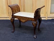 FINE QUALITY 19thC DUTCH FLORAL MARQUETRY FRUITWOOD WINDOW SEAT PIANO STOOL