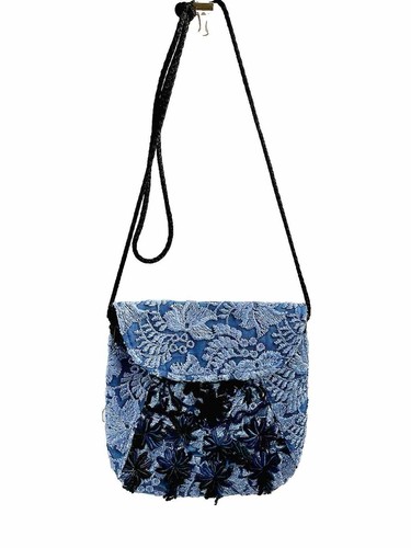 Blue black lace - black,