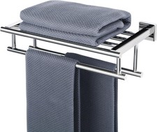 Sayayo Towel Rail Wall Mounted Chrome Bathroom Towel Shelf 16-Inch Towel Holder,