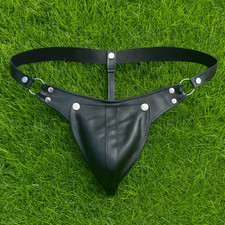 Mens Real Leather Jockstrap Thong Sexy Underwear Fetish Adult Bulge Pouch Gay