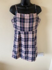 Pink/blue Tartan Design Pinafore Dress Size 12 By Primark