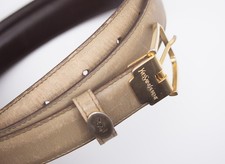 Vintage YSL Yves Saint Laurent Slim Leather Belt 95cm Light Grey