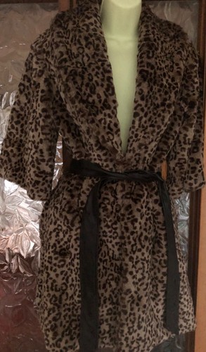 Leopard print faux fur coat - leopard,