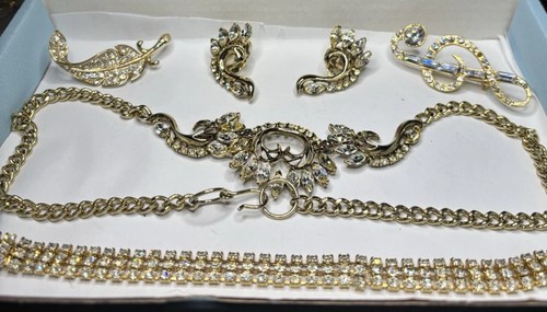 Gold tone clear rhinestone - tone,