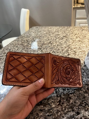 Leather men bifold wallet - leather,