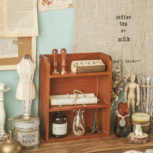 Retro wood makeup box - wood, mini