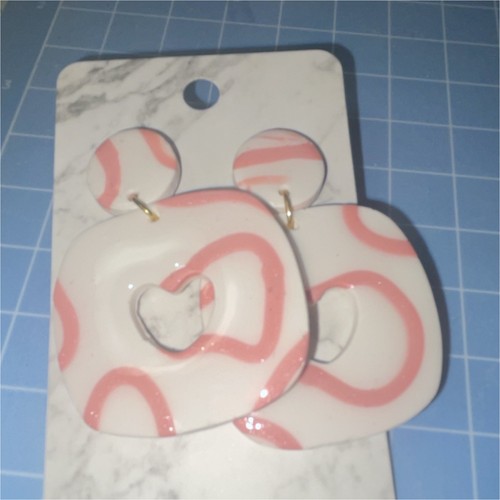 Handcrafted white pink heart - handcrafted,