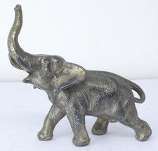 Elephant Figure Walking With Raised Trunk Solid Cast Metal Ornament