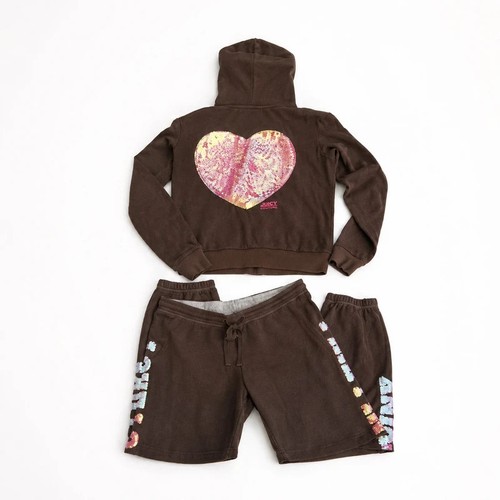 Y2k pink brown sequin heart - y2k,