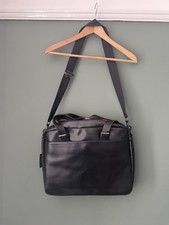 Laurel Wreath By Fred Perry Industrial Embossed Shoulder Bag Black Leather Mens