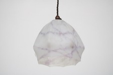 Vintage mottled glass pendant light shade with purple veining running throughout