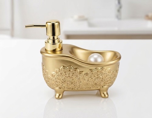 Gold bathtub soap dispenser - gold,