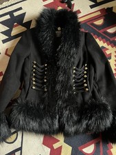 Biba Black Military Fur Collar