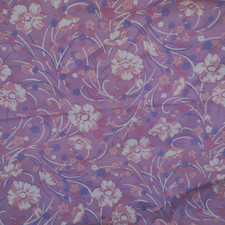 Vintage Floral Fabric Pink White Purple c1970's Brushed Cotton 87cm x 2.5m