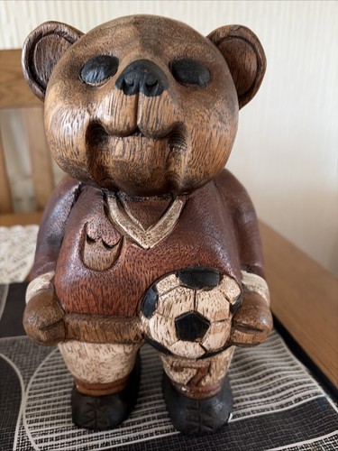 Carved wooden teddy bear - wooden,