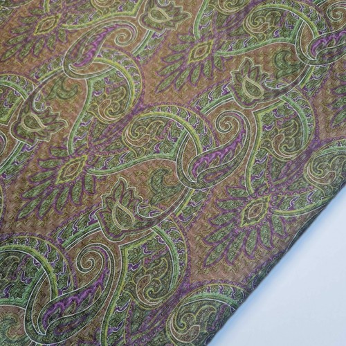 Olive paisley viscose - paisley, jersey