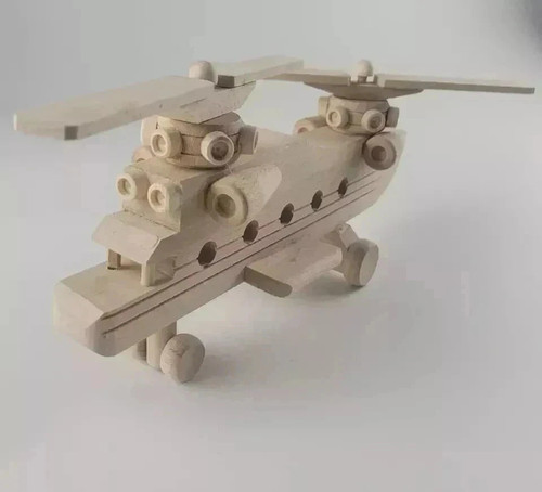 Wooden helicopter toy - wooden,