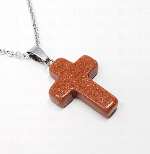 Crucifix necklace sunstone - necklace,